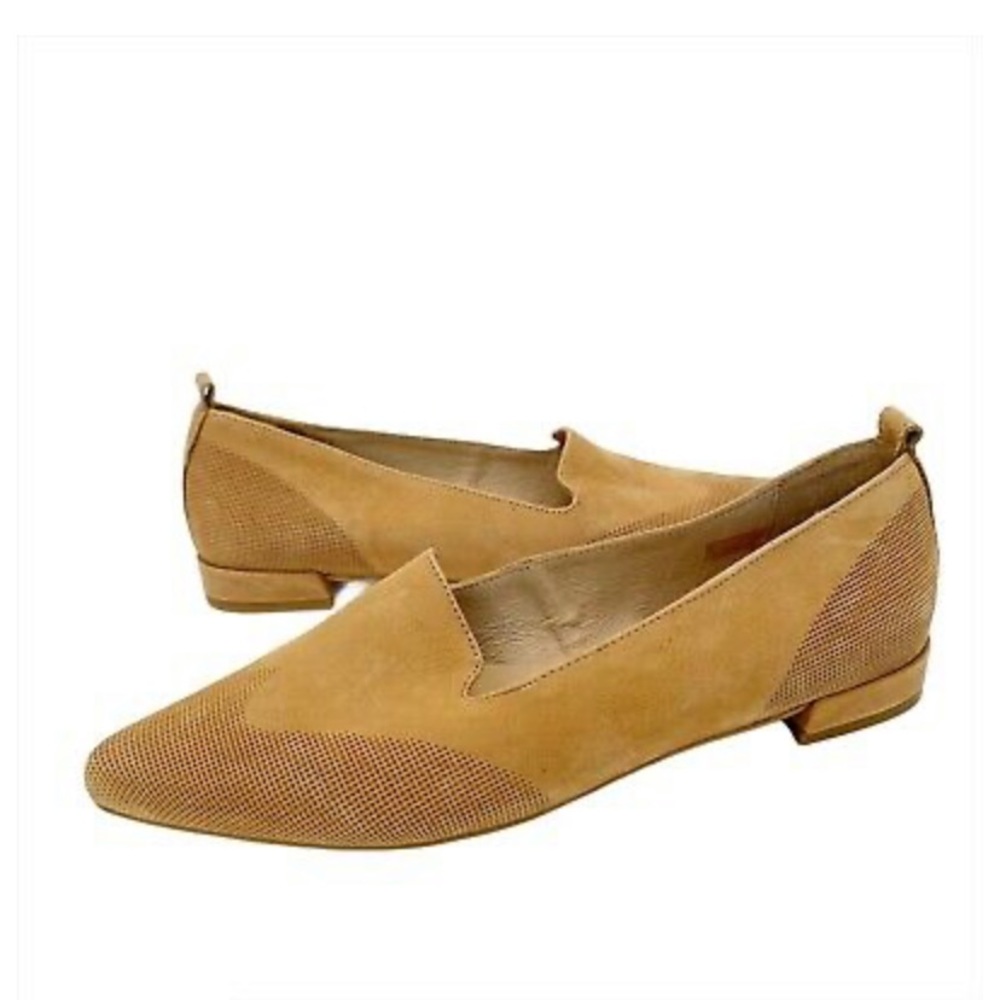Anthropologie Camel Suede Pointed Toe Loafers 40